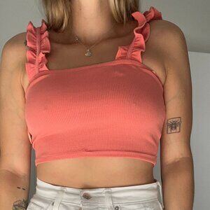 Zara Salmon Ruffles Crop Top